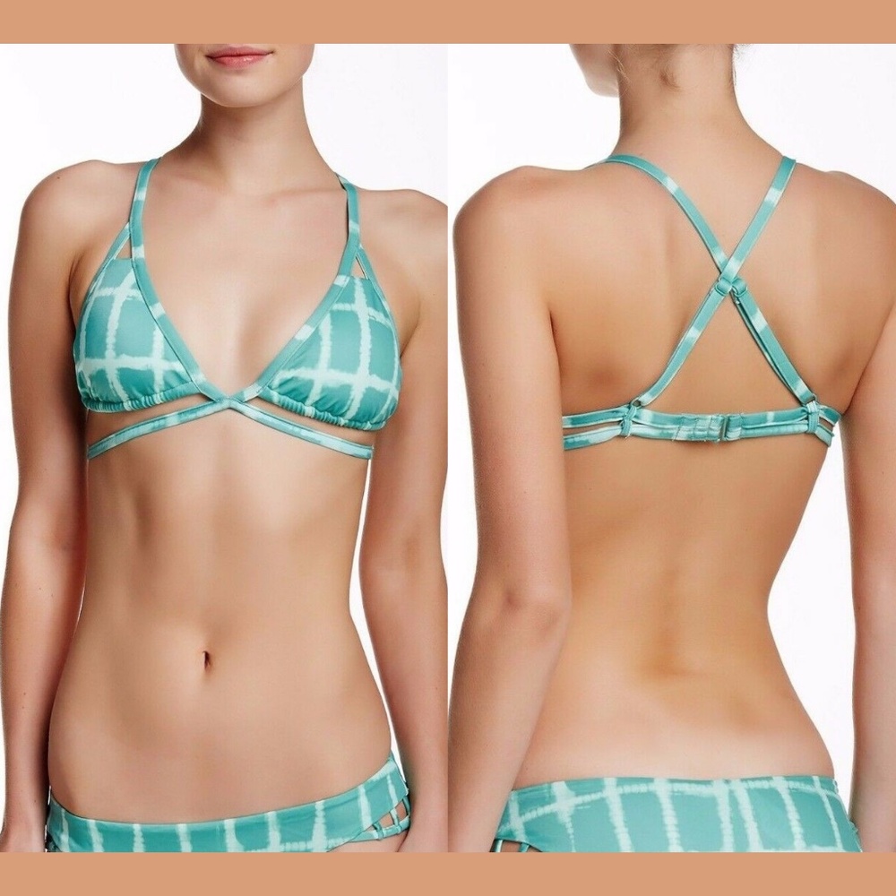 NWT RVCA Painted Triangle Bikini Top Aqua Medium